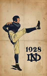 1928 Notre Dame Football Punter Art Remix