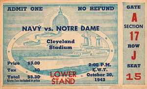 1943 Navy Midshipmen vs. Notre Dame Fighting Irish in Cleveland