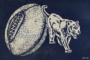 Vintage Penn State Nittany Lion with Football