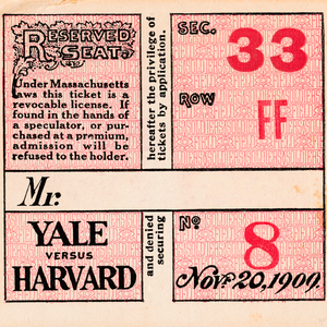 1909 Harvard vs. Yale Football Ticket Stub Art