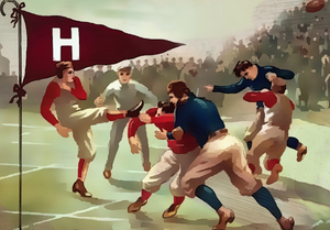 1910 Harvard Football and Pennant Art