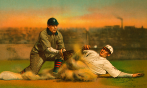 1911 Safe at Third 3D Baseball Art Remix
