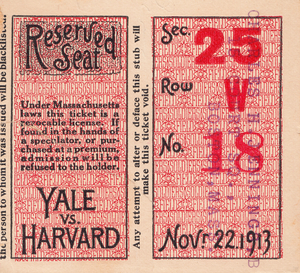 1913 Yale vs. Harvard Football Ticket Stub Art