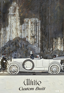 1916 white automobile company ad remix