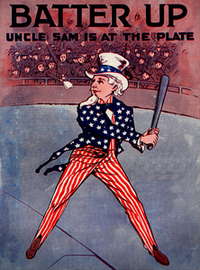 1918 Batter Up Uncle Sam Baseball Art