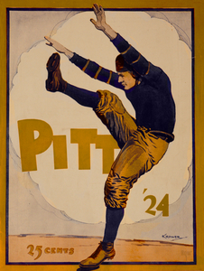 1924 Vintage Pitt Panther Football Art by A Edwin Kromer