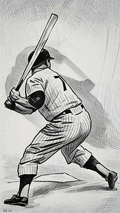 2025 Fathers Day Baseball Gifts | 1956 Mickey Mantle Sketch Art
