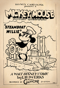 1928 Mickey Mouse Steamboat Willie Movie Poster