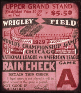 1929 Chicago Cubs World Series Ticket Stub Art | Row 1