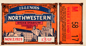 1929 Illinois vs. Northwestern Football Ticket Stub Art