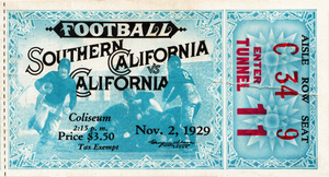 1929 USC Trojans vs. California Bears Football Ticket Canvas