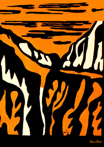 1929 sky and mountains abstract art