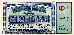 1930 Michigan vs. Minnesota Football Ticket Canvas