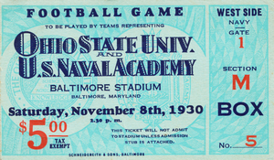 1930 Ohio State vs. Navy Football Ticket Art