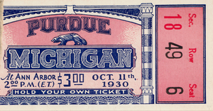 1930 Purdue vs. Michigan Football Ticket Stub Art