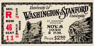 1930 Washington vs. Stanford Ticket Stub Art