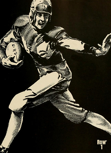 1930s vintage football player stiff arm art