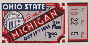 1931 Michigan vs. Ohio State Football Ticket Stub Art