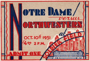 1931 Notre Dame vs. Northwestern Football Ticket Art