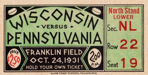 1931 Wisconsin vs. Penn Football Ticket Canvas