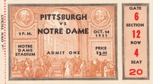 1931 Pittsburgh vs. Notre Dame Ticket Art