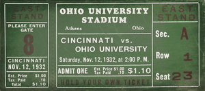1932 Cincinnati vs. Ohio Bobcats Football Ticket Stub Remix Art