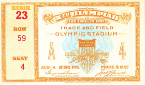 1932 Olympic Track and Field Ticket Stub Art