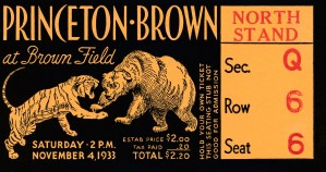 1933 brown princeton college football art ticket stub decor