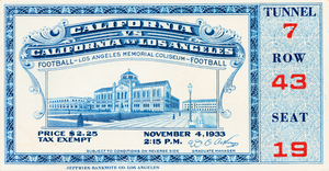 1933 California vs. UCLA Football Ticket Stub Canvas