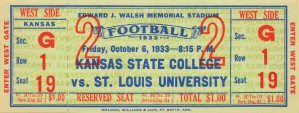 1933 Kansas State College vs. St. Louis University Football Ticket Art