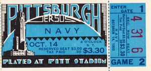 1933 Pittsburgh vs. Navy Football Ticket Art