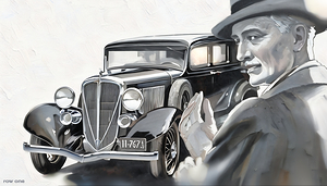 1933 man and car