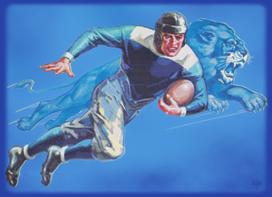 1934 Lion and Football Player Remix Art