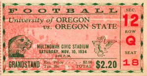 1934 Oregon State vs. Oregon Football Ticket Art