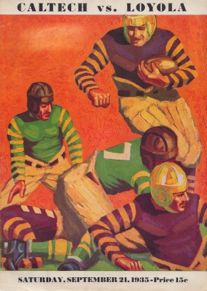 1935 college football cal tech loyola football poster vintage sports art