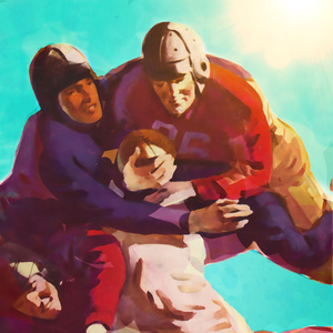 1935 Vintage Football Touchdown Sunshine Leap Art 