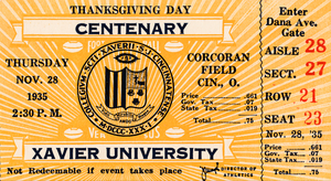 1935 Xavier vs. Centenary | Ticket Stub Art | Row 1