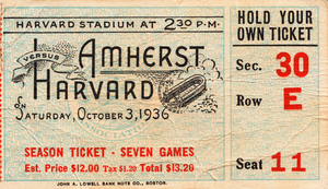 1936 Harvard vs. Amherst Football Ticket Canvas