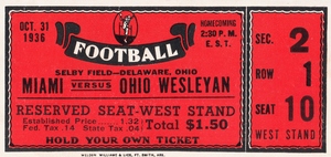 1936 Miami vs. Ohio Wesleyan Battling Bishops 