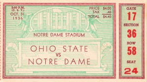 1936 notre dame ohio state football ticket stub sports art