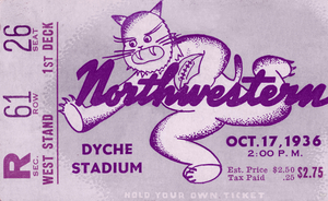 1936 Northwestern Football Ticket Remix Art