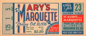 1936 Marquette Golden Avalanche Football Ticket Art