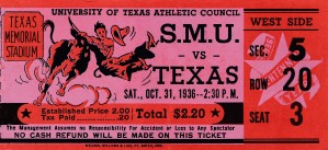 1936 texas longhorns football ticket stub art
