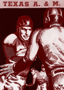 1936 Texas A&M Vintage Football Art
