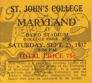 1937 Maryland Football Ticket Stub Metal Sign