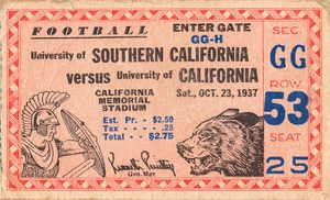1937 USC vs. California Football Ticket Art