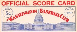 1937 washington senators baseball score card art