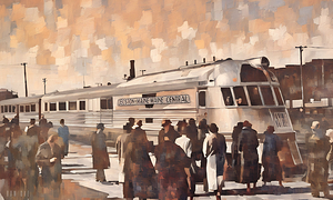 1937 Cambridge Massachusetts Train Art
