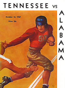1937 Tennessee Vols vs. Alabama Crimson Tide Football Cover Art