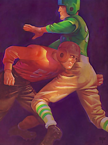 1937 Vintage Football Art with Purple Background